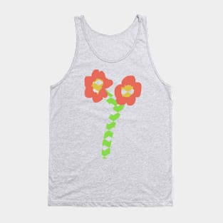 Pink Flowers with Checkered Pattern Tank Top